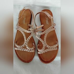 Forever Comfort Women's Braided Sandals - Metallic Gold